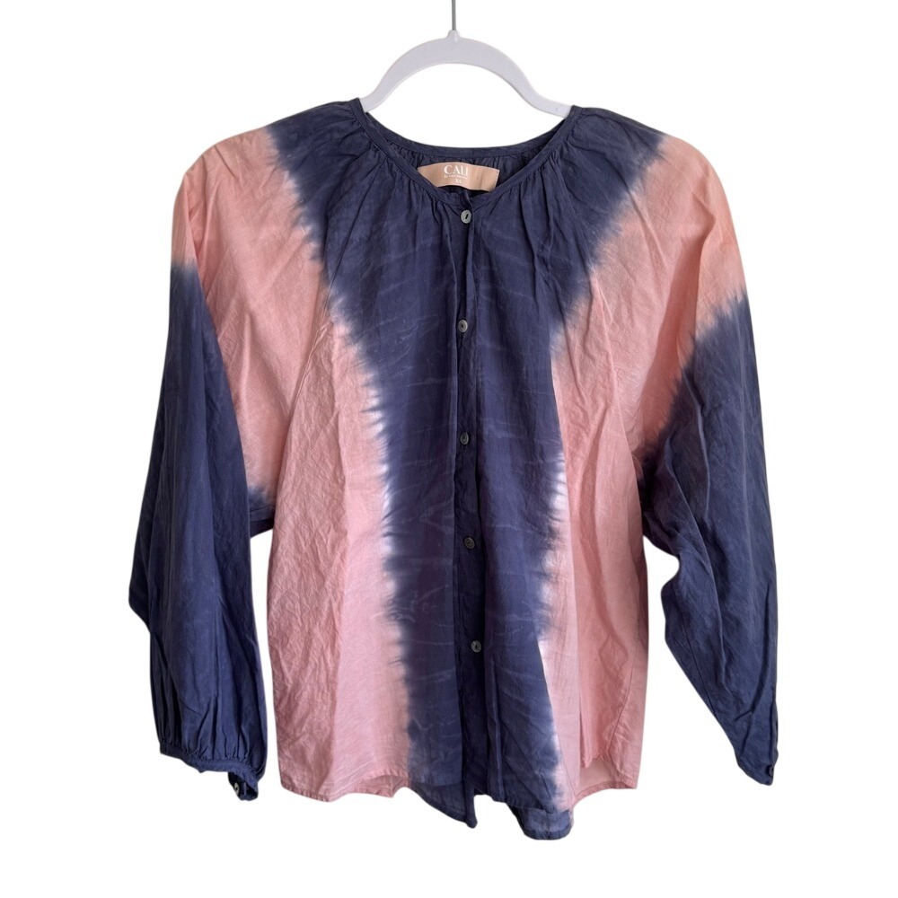 Cali Dreaming Women's Cotton Boho‎ Hippie Relaxed Travel Tie Dye Blouse Size XS